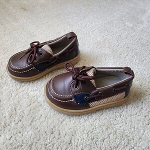 Koala kids size 5 boat/dress shoes navy/tan